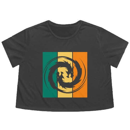 Dragon Ying Yang Flowy Cropped Tees