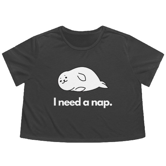 I Need Nap Sleepy Seal Flowy Cropped Tees