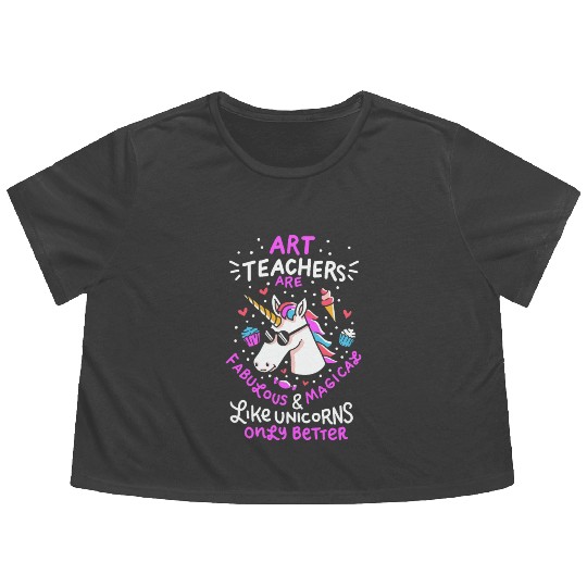 Art teacher gift art teacher school unicorn Flowy Cropped Tees
