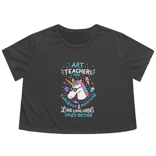 Art teacher gift art teacher school unicorn Flowy Cropped Tees