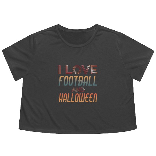 I Love FOOTBALL and Halloween Spooky October Retro Flowy Cropped Tees