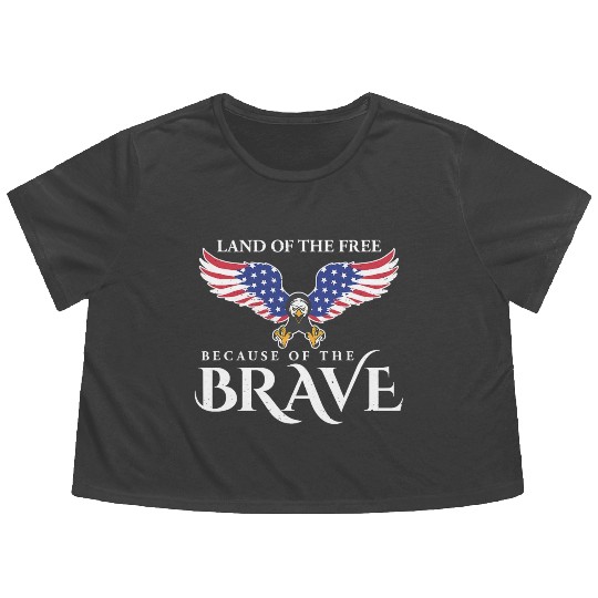 Land Of The Free Because Of The Brave Patriot USA Flowy Cropped Tees