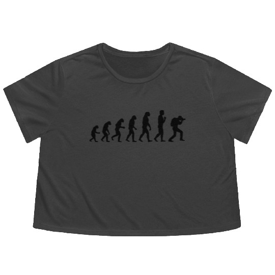 Cool Photographer Evolution Funny Photo Taker Came Flowy Cropped Tees