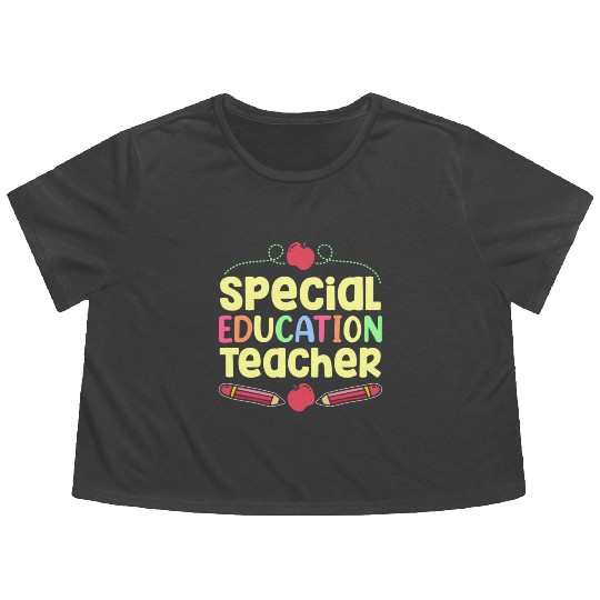 Special Education Teacher Cute Sped Awareness Flowy Cropped Tees
