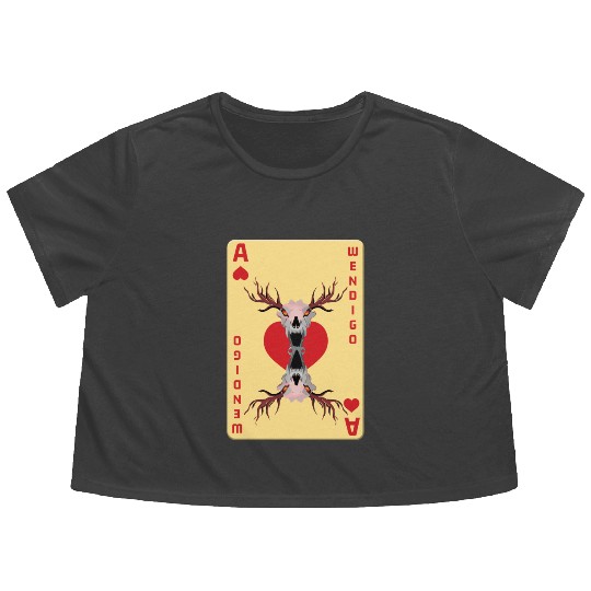 Folk Creature Card Wendigo Halloween Cryptid Flowy Cropped Tees