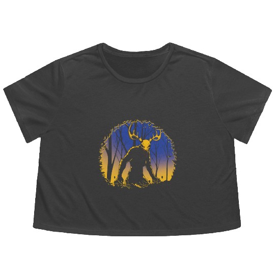 Wendigo Folk Creature Forest Cryptid Halloween Flowy Cropped Tees