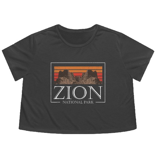 Retro Zion National Park US Vintage Utah Adventure Flowy Cropped Tees