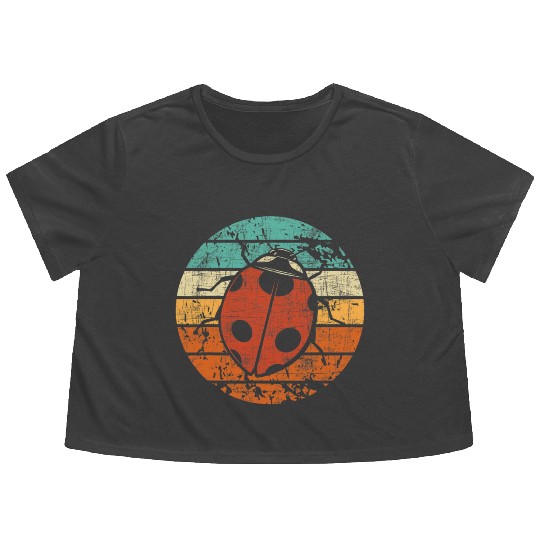 Retro Vintage Ladybug Animal Insect Lover Ladybird Flowy Cropped Tees
