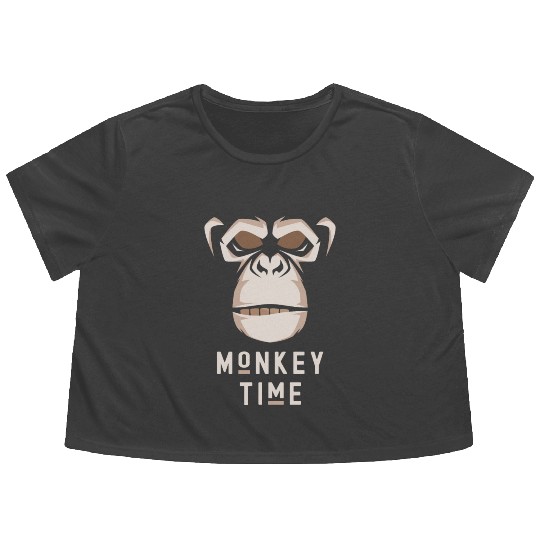 It's Monkey Time Cute Adorable Funny Monkey Face Flowy Cropped Tees