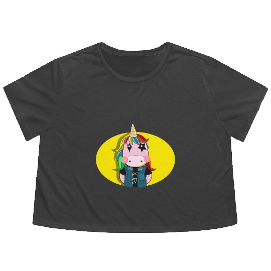 Unicorn Death Metal Flowy Cropped Tees
