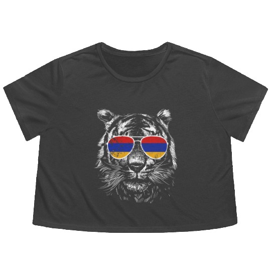 Armenia Armenia Sunglasses Tiger Flag Flag Flowy Cropped Tees