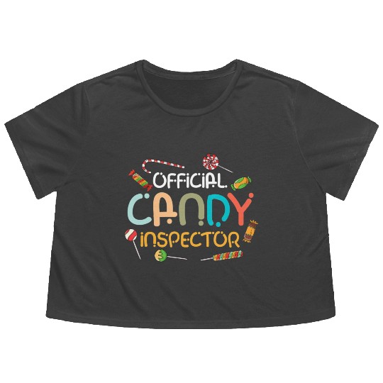 Halloween Costume Lollipop Official Candy Flowy Cropped Tees