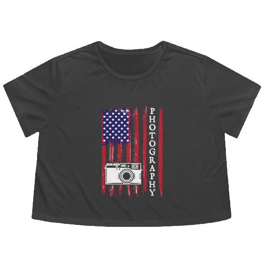 Photography Flowy Cropped Tees USA American Flag Flowy Cropped Tees Aviatio