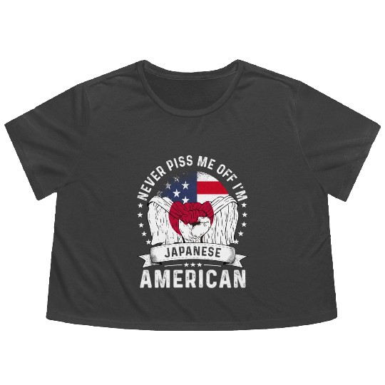 Japan American Country Heritage Flags Flowy Cropped Tees
