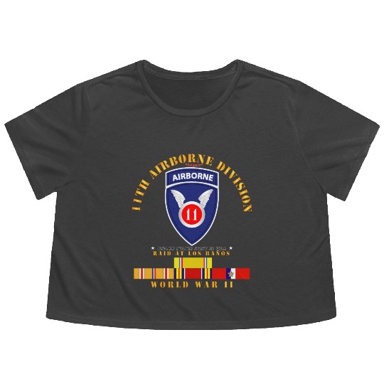 11th Airborne Division Raid at Los Baños WWII wPAC Flowy Cropped Tees