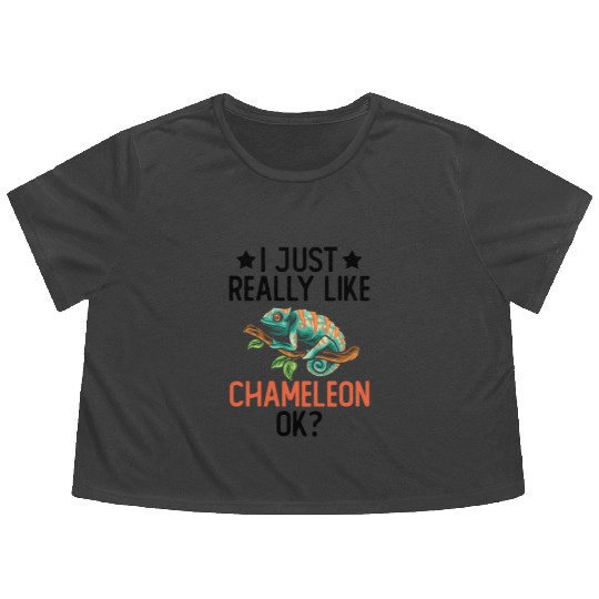 I Just Really Like Chameleon Lizard Reptile Pet Flowy Cropped Tees