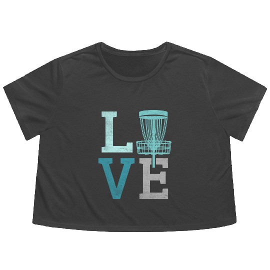 Disc Golf Player Women Vintage Flying Disc Golfer Flowy Cropped Tees