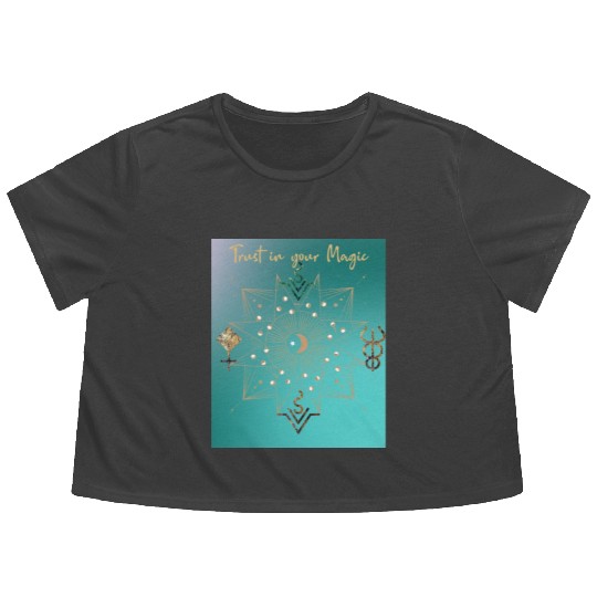 Celestial Trust in your Magic Emerald Flowy Cropped Tees