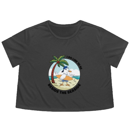Seaside Beach Tourist Ocean Summer Vacation Flowy Cropped Tees