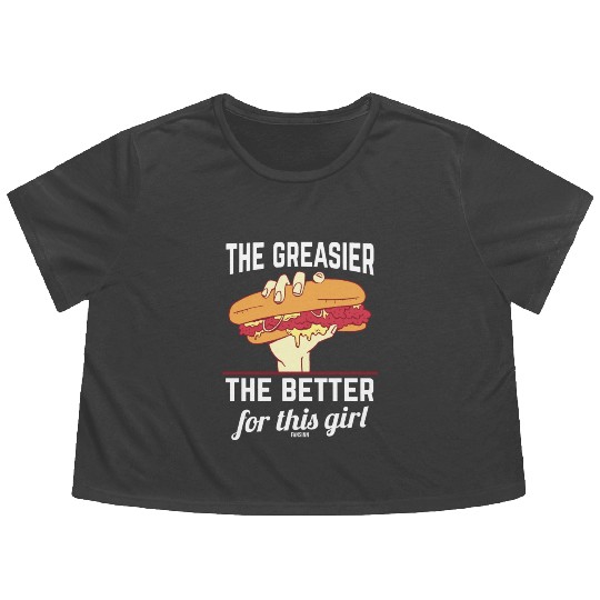 Girl woman Sandwich Fast Food Flowy Cropped Tees