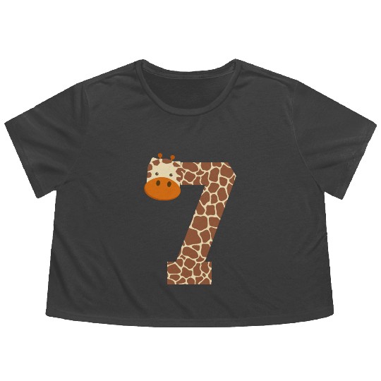 Seven Year Old Giraffe Costume 7th Birthday Gift Flowy Cropped Tees