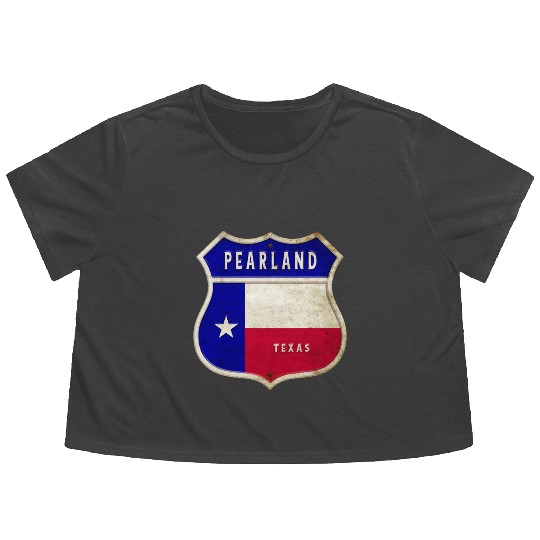 Pearland Texas crest flag design Flowy Cropped Tees