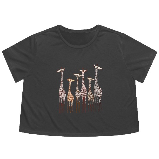 Cute Giraffe Animal Lovers Funny Nature Lover Flowy Cropped Tees