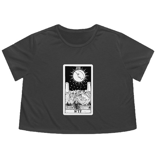WTF - The Moon Tarot Card Flowy Cropped Tees