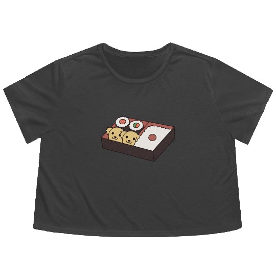 Sushi Bento Box Golden Retriever Flowy Cropped Tees