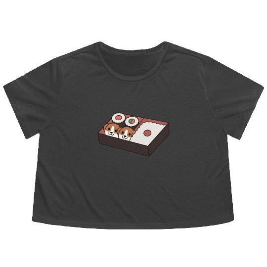 Sushi Bento Box Beagle Flowy Cropped Tees