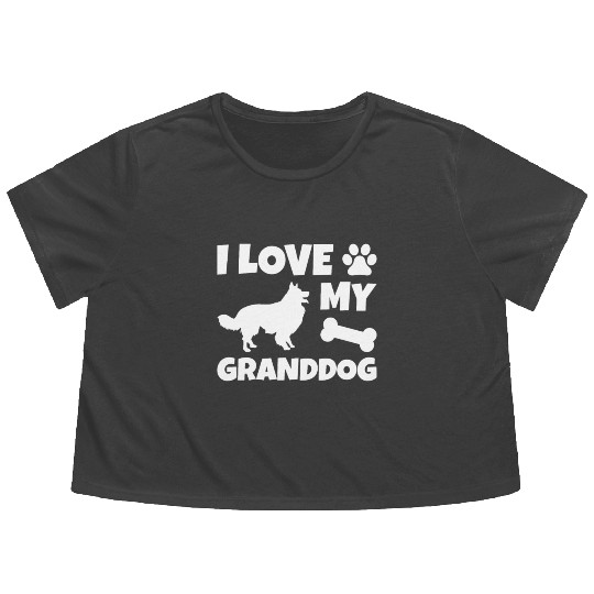 I Love My Granddog Border Collie Flowy Cropped Tees