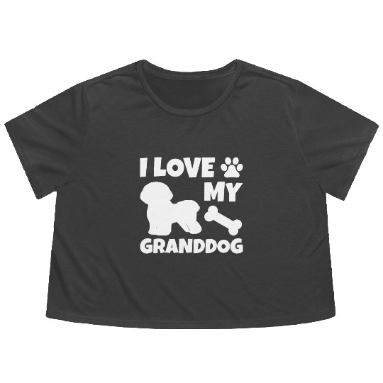 I Love My Granddog Bichon Frise Flowy Cropped Tees