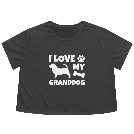 I Love My Granddog Basset Hound Flowy Cropped Tees