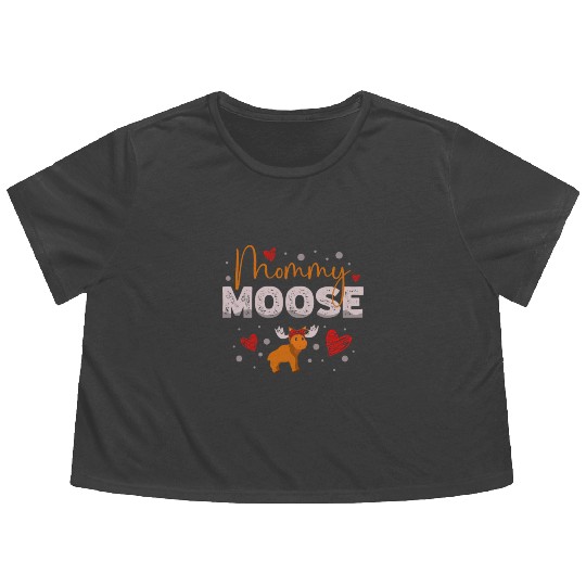 Mommy Moose Wildlife Animal Alces Deer Mothers Day Flowy Cropped Tees