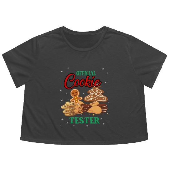 Official Cookie Taster Christmas Cute Holiday Flowy Cropped Tees