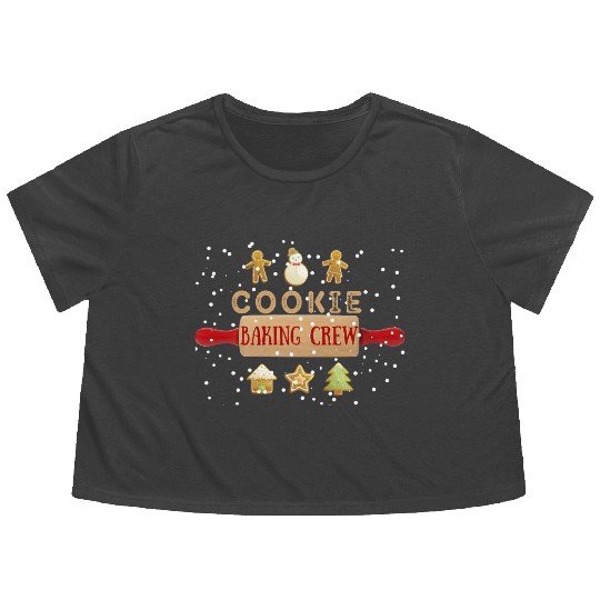 Christmas Gingerbread Baking Graphic Flowy Cropped Tees