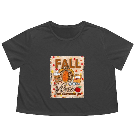 Fall Vibes And That Teacher Life Bleached Flowy Cropped Tees
