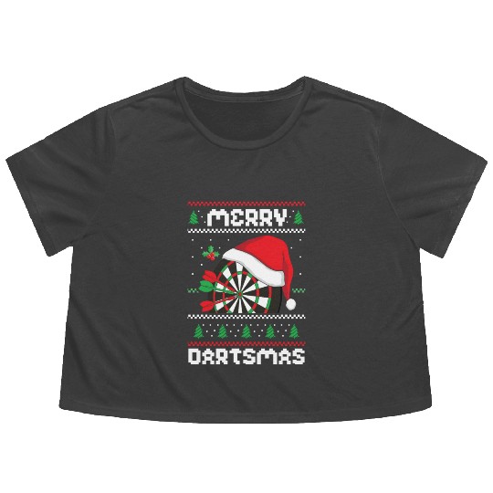 Merry Dartmas Sport Lover Merry Xmas Christmas Day Flowy Cropped Tees