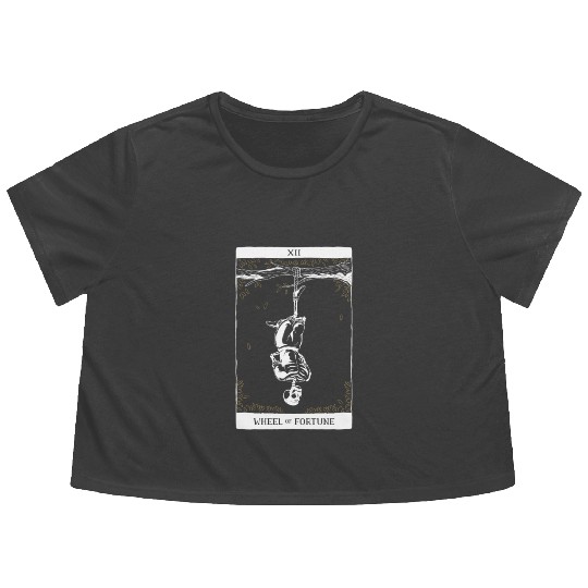 Wheel of Fortune Tarot Card Occult Goth Halloween Flowy Cropped Tees