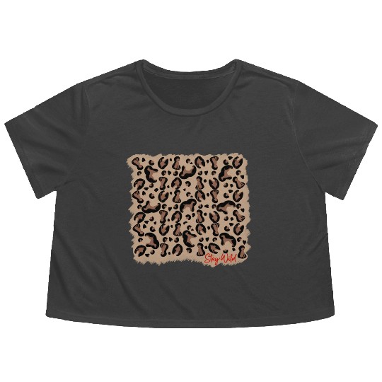 Vizsla leopard print stay Wild Flowy Cropped Tees