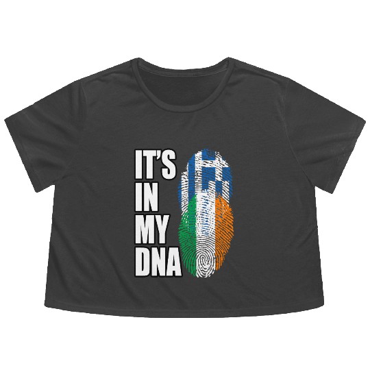 Greek And Irish Mix Heritage DNA Flag Flowy Cropped Tees