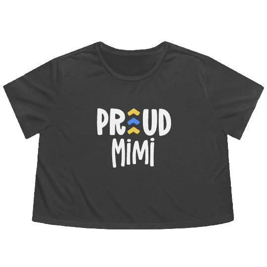 Proud Mimi Down Syndrome Grandma Family T21 Flowy Cropped Tees