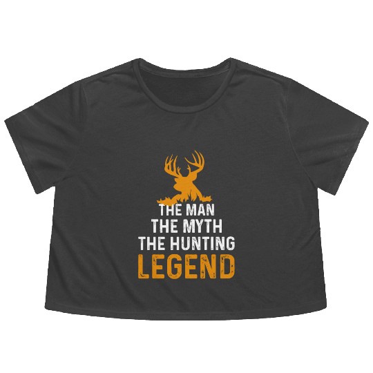The Deer Hunting Legend Gifts Hunter Dad Grandpa Flowy Cropped Tees
