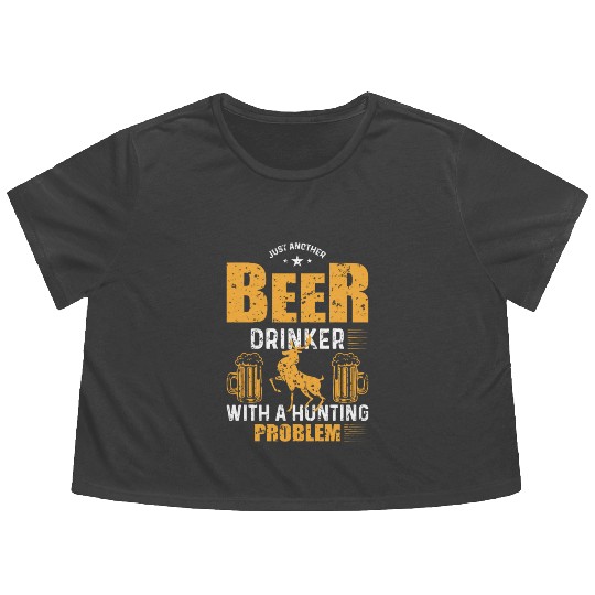 Beer Drinker Deer Hunting Gifts Hunter Dad Grandpa Flowy Cropped Tees