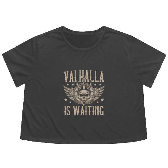 Valhalla is Waiting Pagan Norsemen Viking Warrior Flowy Cropped Tees