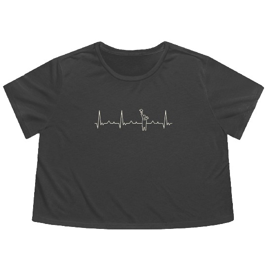 Graduation Graduate Male. Heart. Love. EKG. Pulse Flowy Cropped Tees