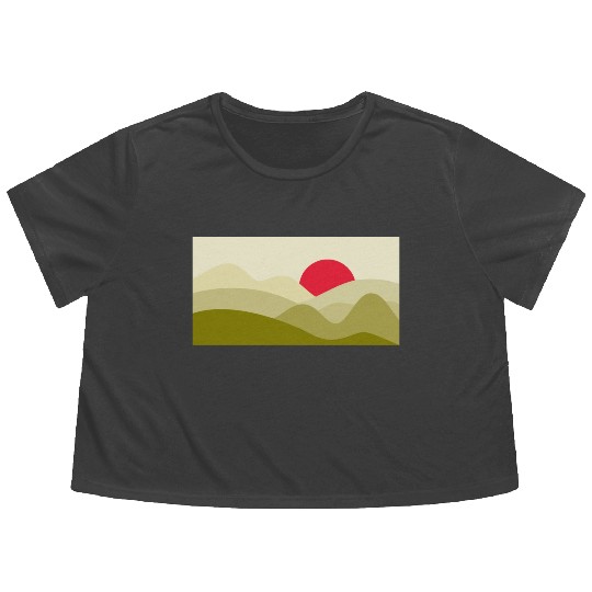 Minimalist Sun Olive Green Flowy Cropped Tees