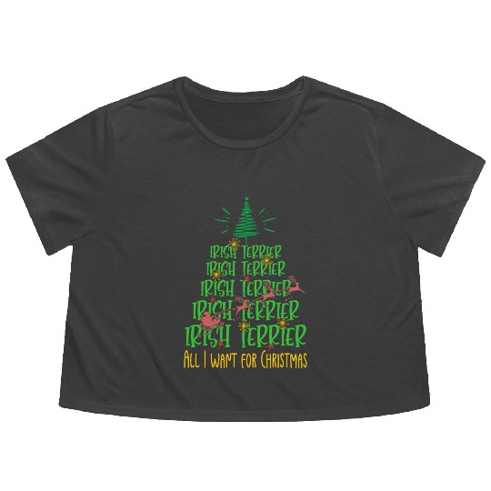 Irish Terrier Christmas Dog breed Christmas Tree Flowy Cropped Tees