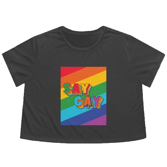 LBGT Flag Gay Pride Human Vintage Rainbow Flowy Cropped Tees