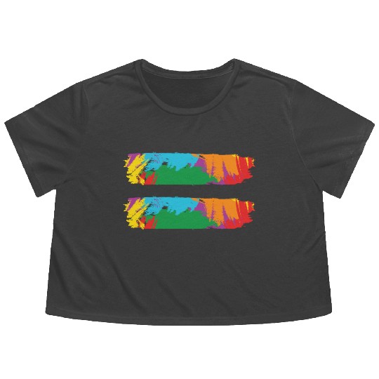 LBGT Flag Gay Pride Human Vintage Rainbow Flowy Cropped Tees